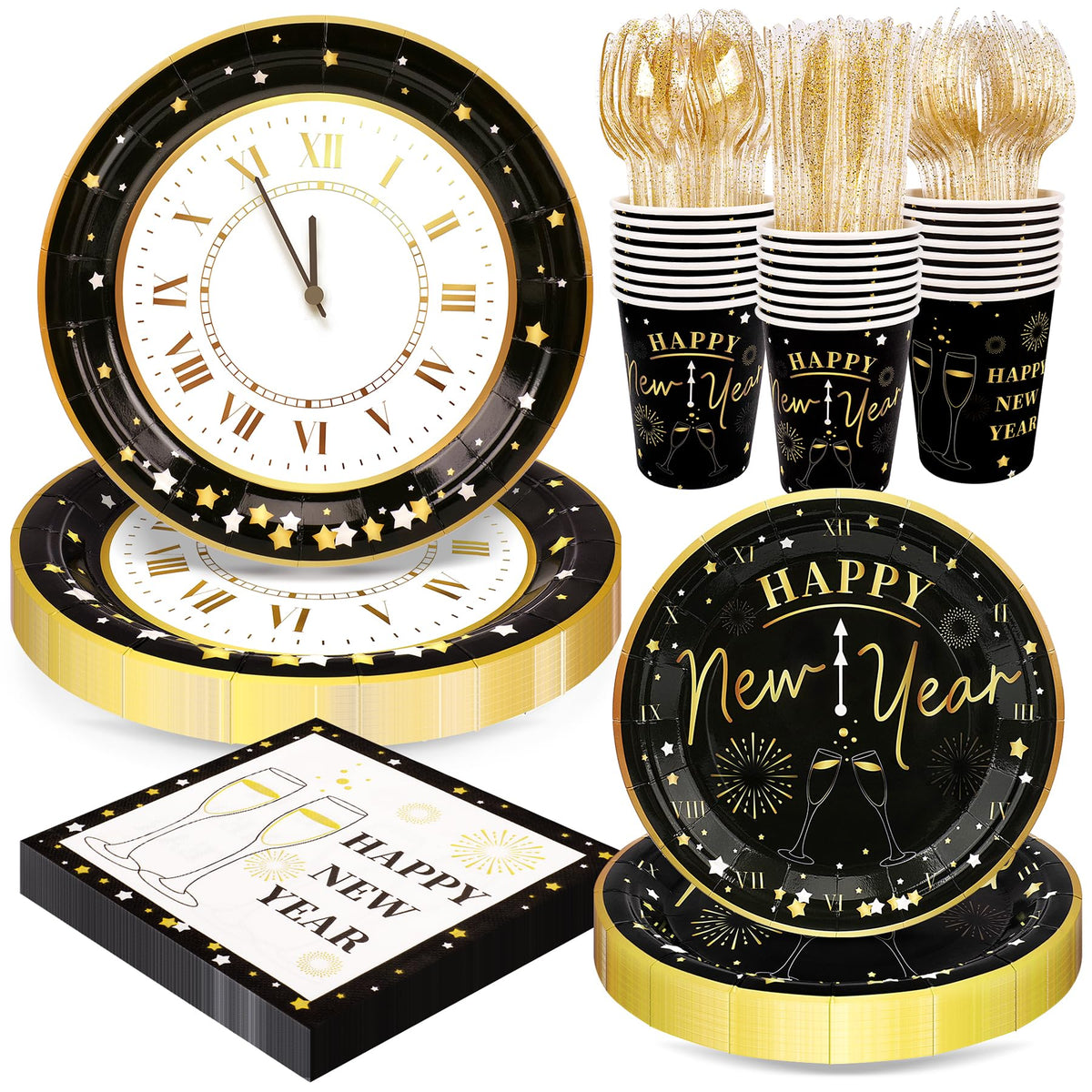 Fighting to Achieve Christmas and Happy New Year Plates for Party Decorations, Party Disposable Tableware Supplies