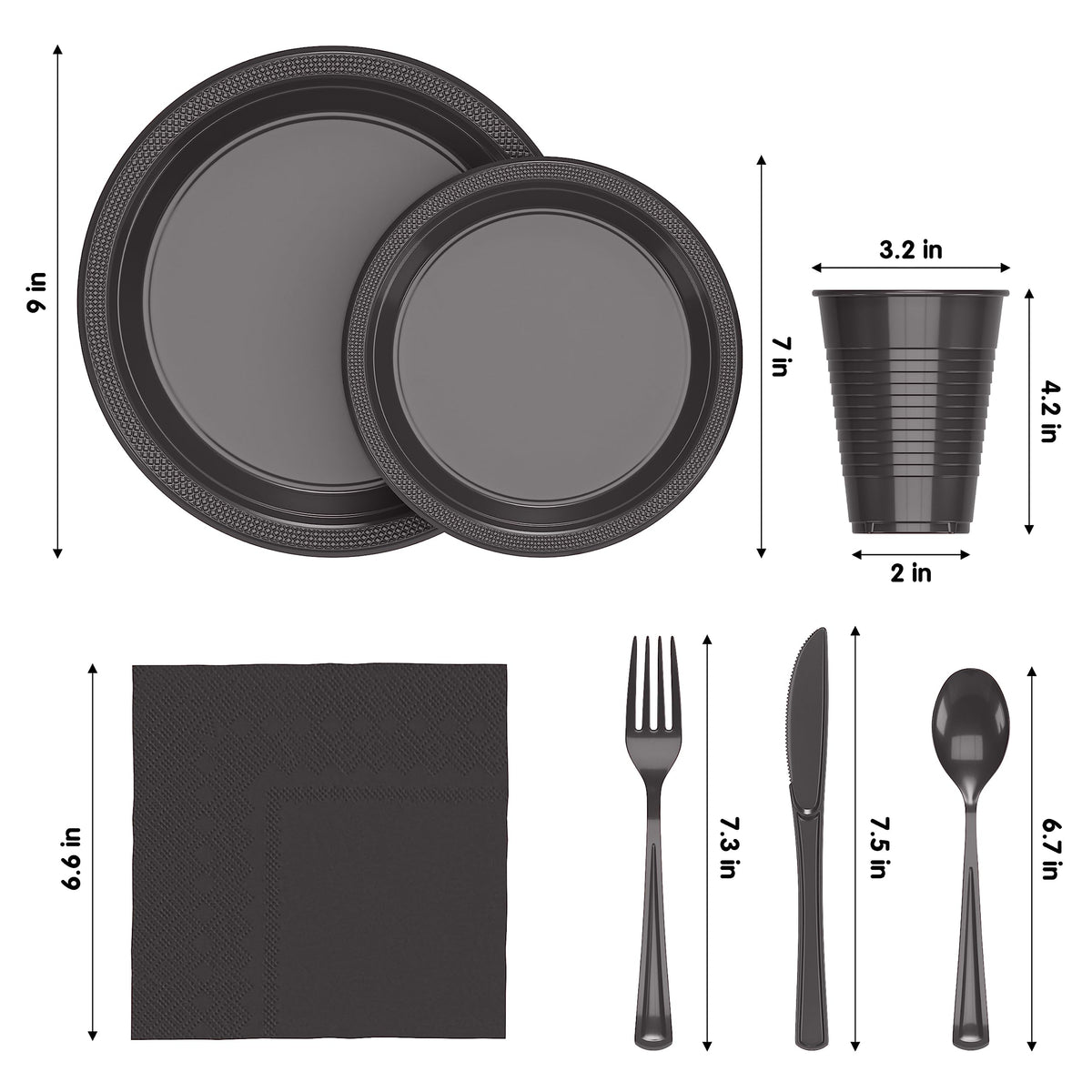 Exquisite 350 Pcs Black Plates and Napkins Party Supplies Plate Sets