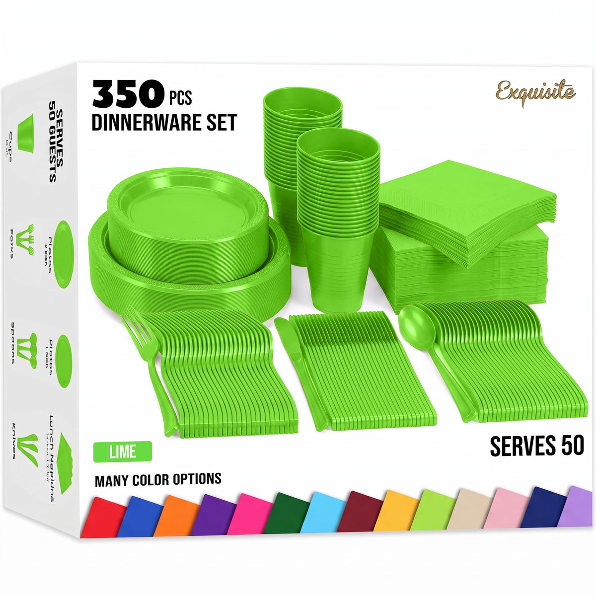 350 Pcs Plastic Dinnerware Set - Exquisite