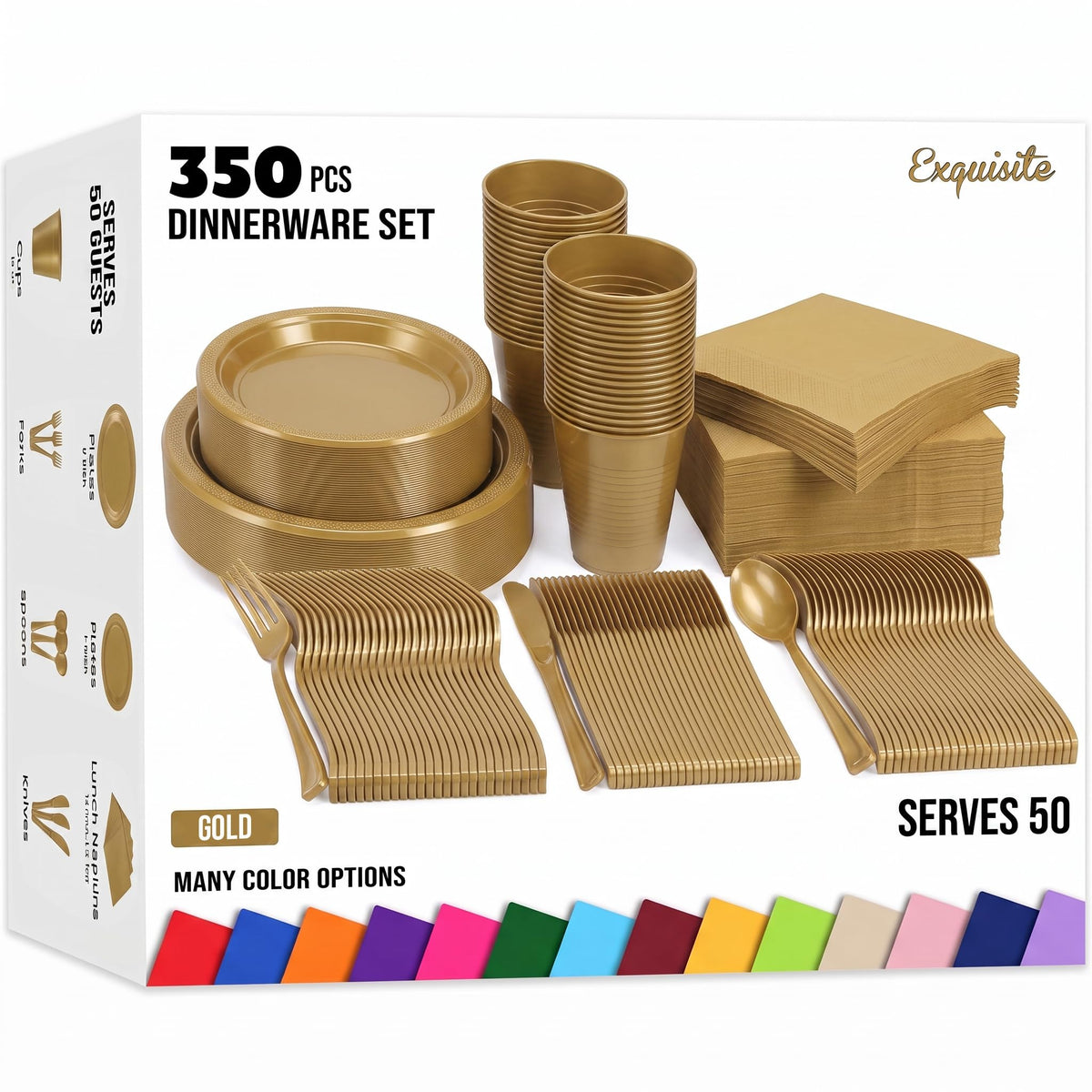 350 Pcs Plastic Dinnerware Set - Exquisite