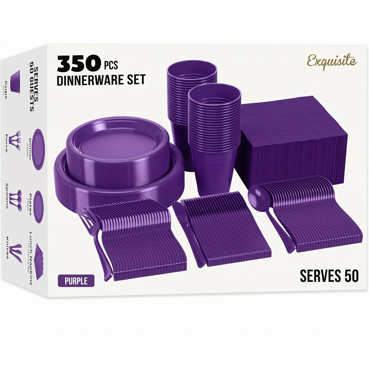 350 Pcs Plastic Dinnerware Set - Exquisite