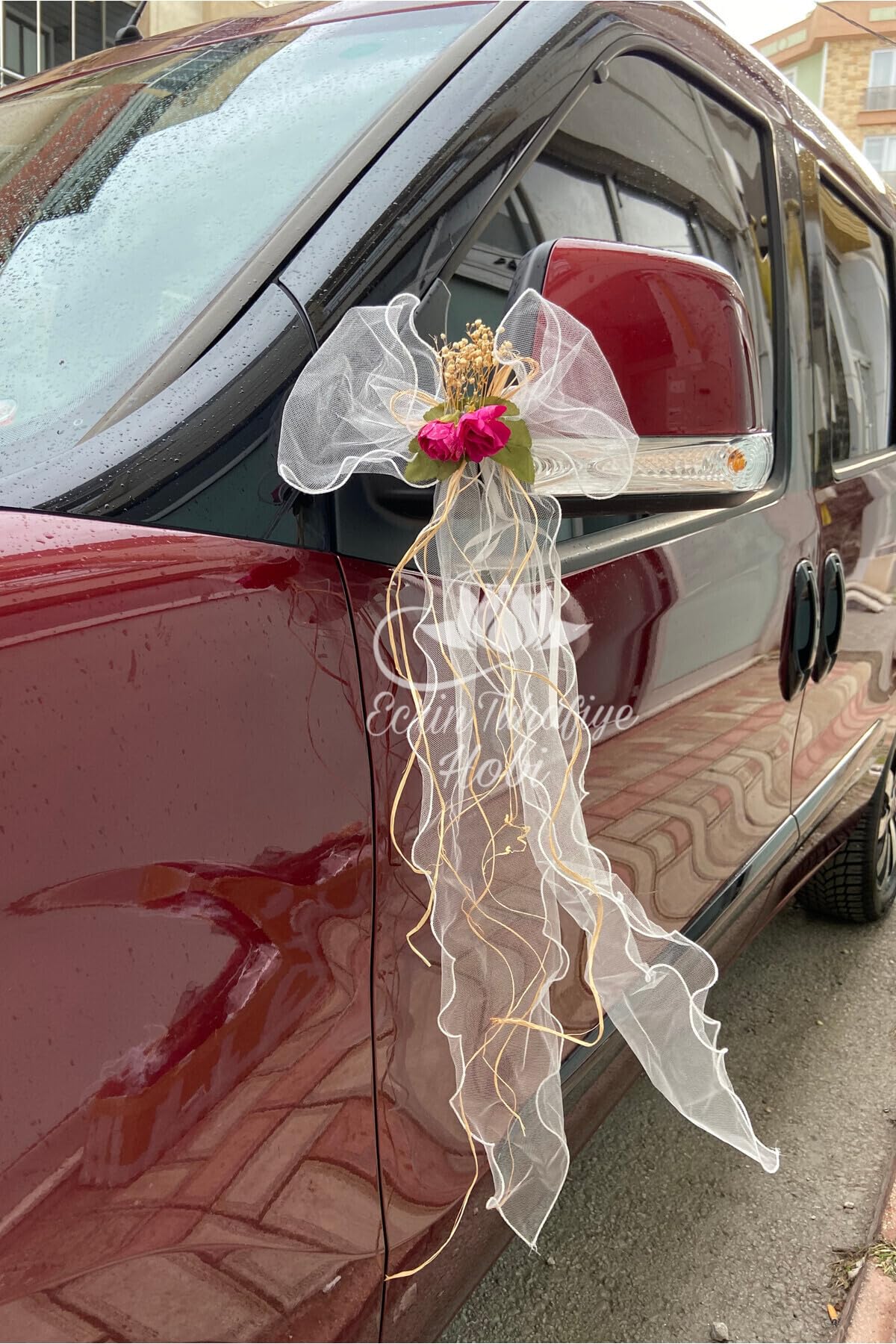 10 Piece Wedding Car Decoration Set - Bridal Car and Convoy Ornament & Gift Bundle Accessory - Festive Celebration Decor - 10 x 26 inches