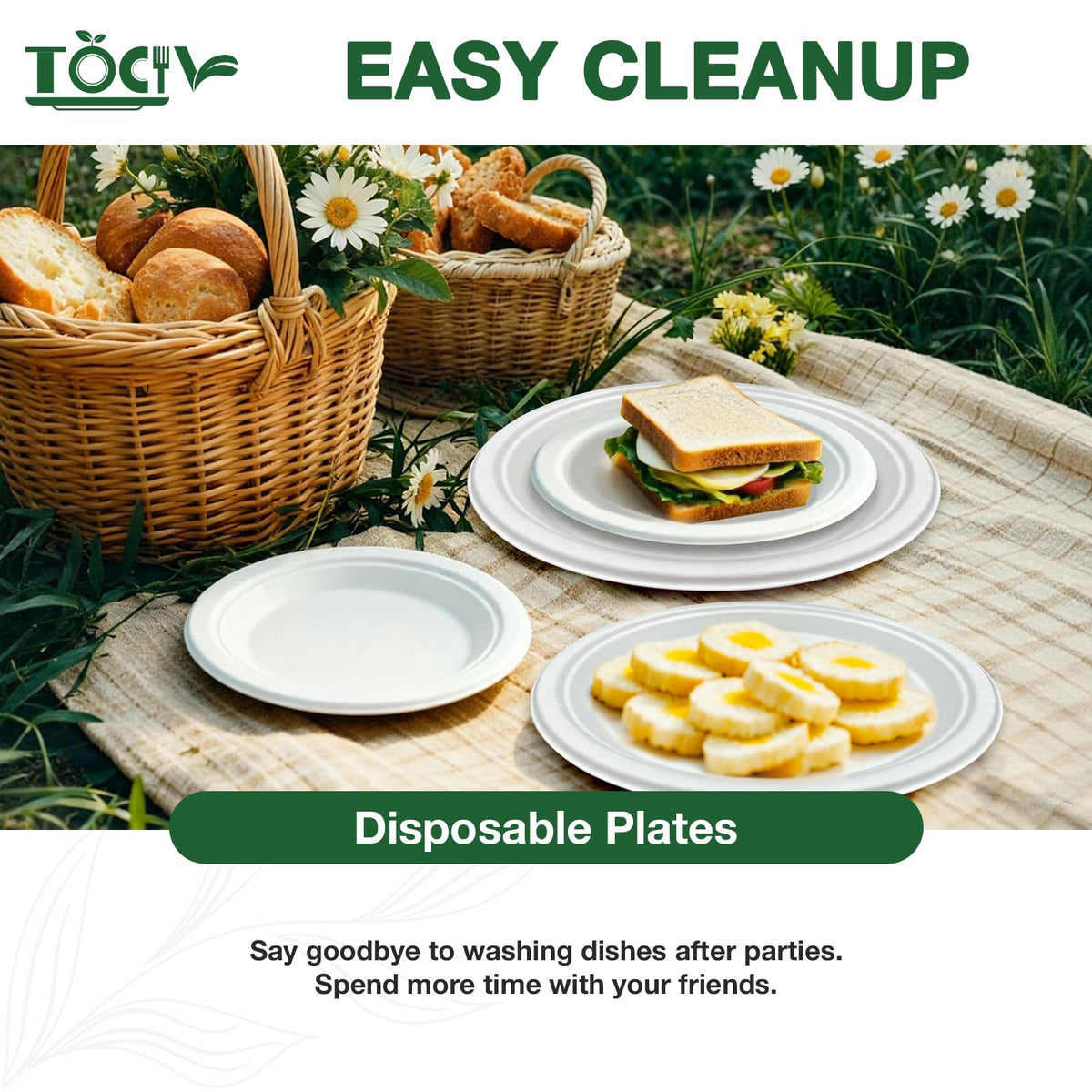 Biaredy Disposable Paper Plates Compostable