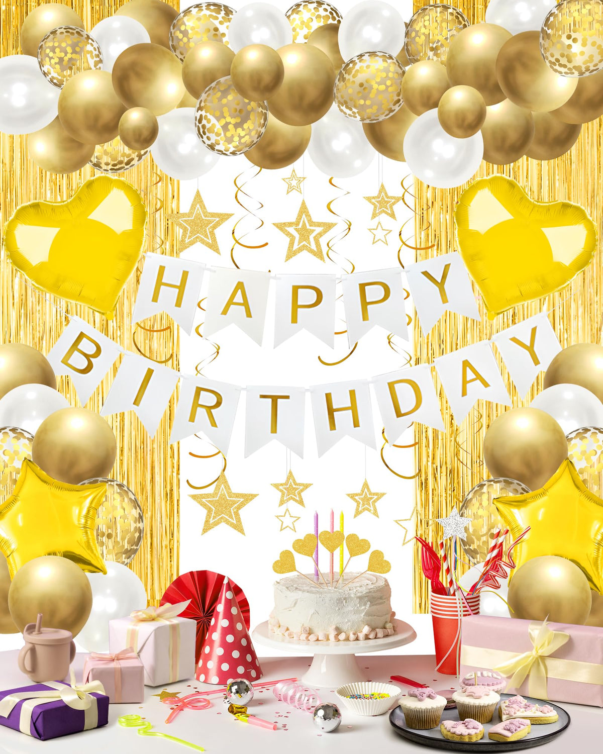 Happy Birthday Party Decorations with Banner Balloons for Women