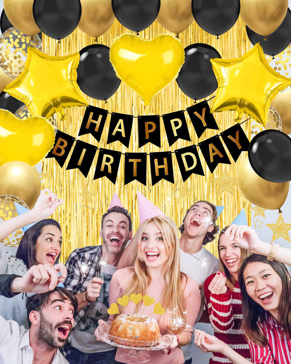 Happy Birthday Party Decorations with Banner Balloons for Women