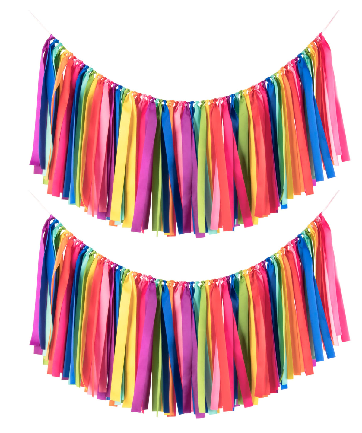 2 Packs Rainbow Ribbon Tassel Garland, Pre Assembled Colorful Garland Banner 40x14 Inch Banner Backdrop for Classroom Decor, Wall Window, Weddings, Baby Showers, and Birthdays Parties