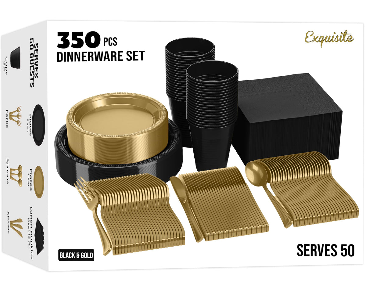 350 Pcs Plastic Dinnerware Set - Exquisite