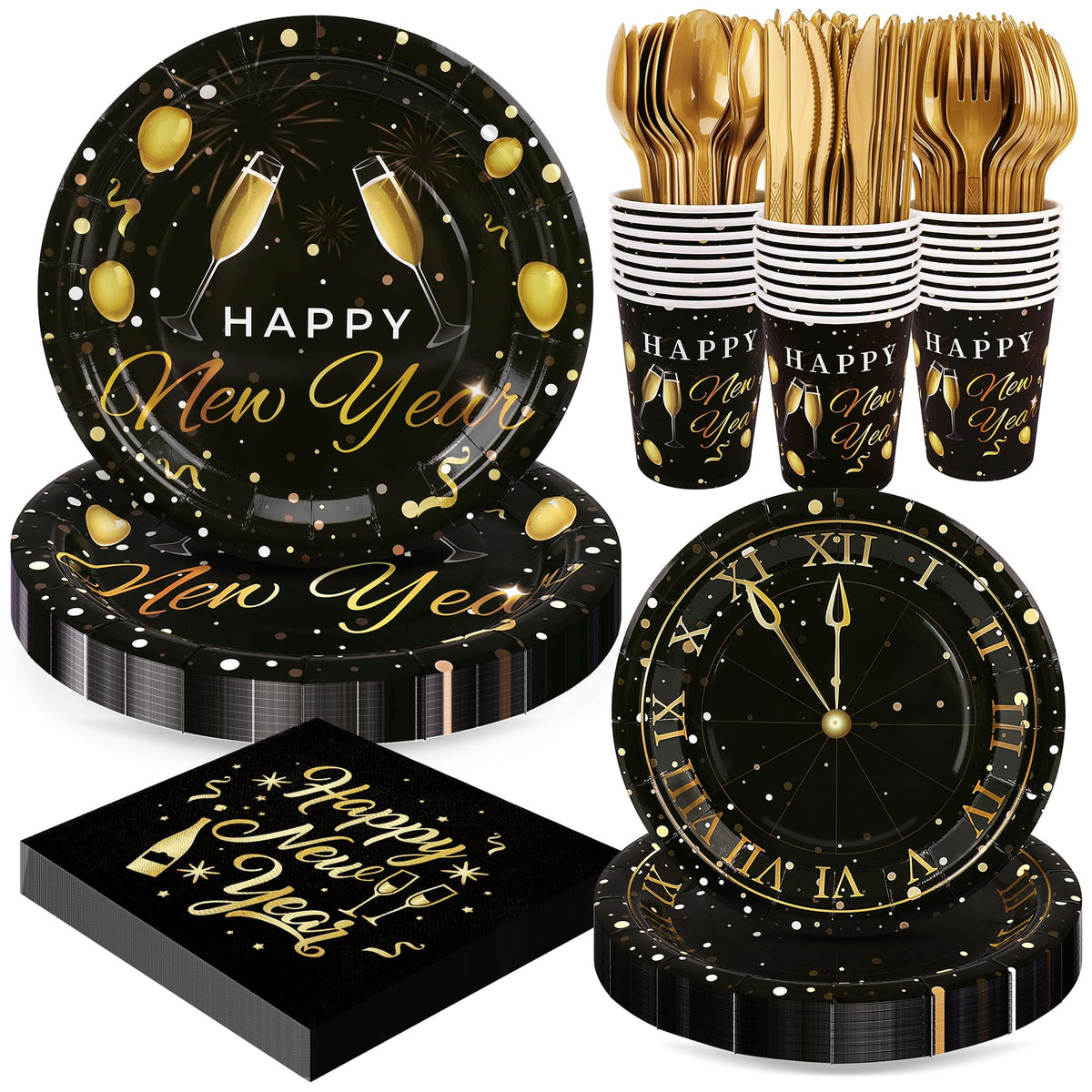 Fighting to Achieve Christmas and Happy New Year Plates for Party Decorations, Party Disposable Tableware Supplies
