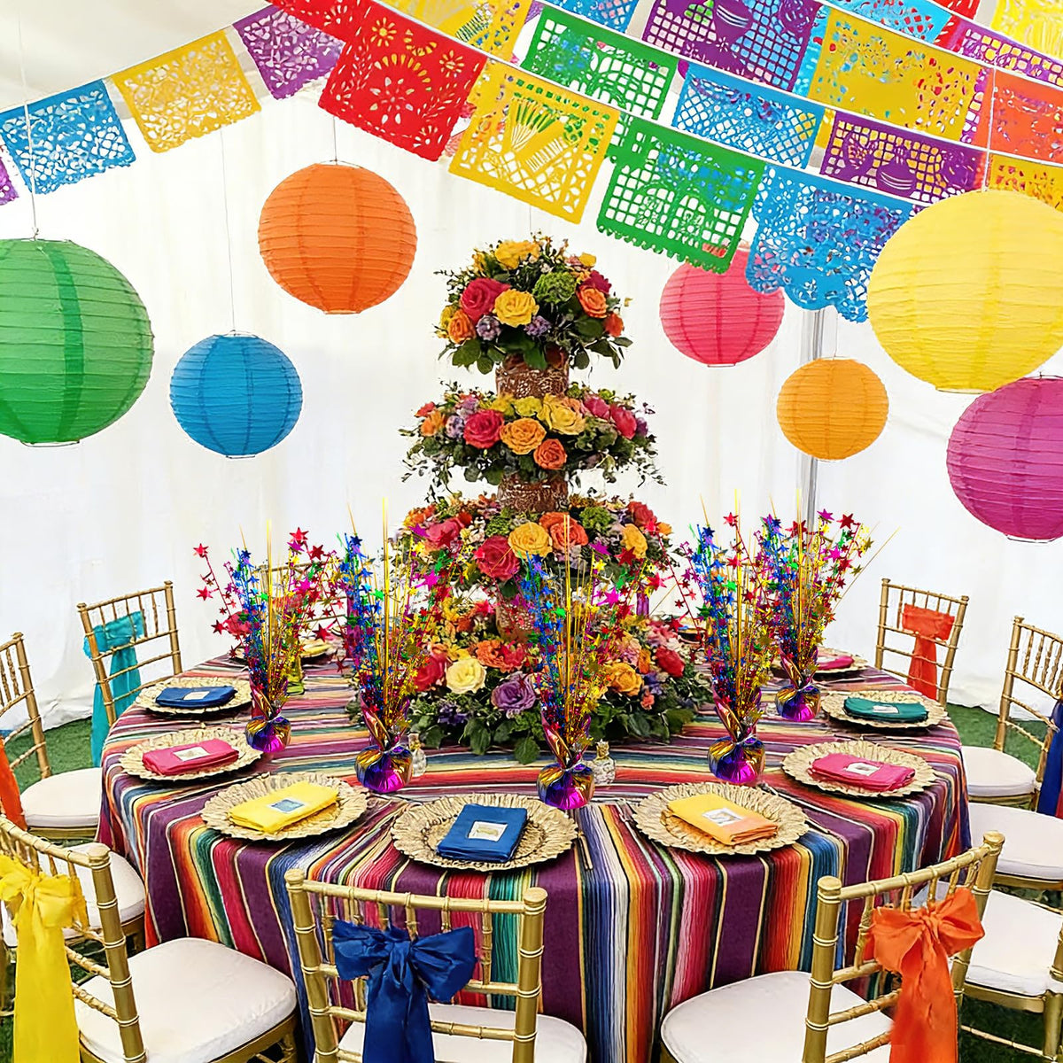 FUBININA Birthday Table Centerpiece Party Decoration Colorful Foil Tabletop