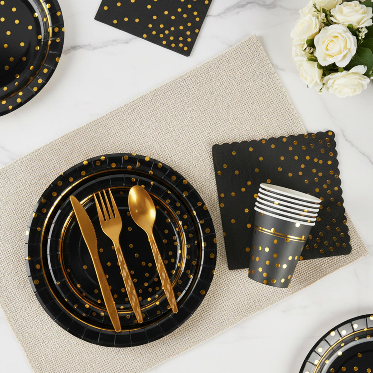 168Pcs Graduation Party Supplies, Colourful Paper Plates Napkins Cups Cutlery Tableware Set, Disposable Polka Dots Party Plates Cups and Napkins for Wedding Birthday Graduation Decor