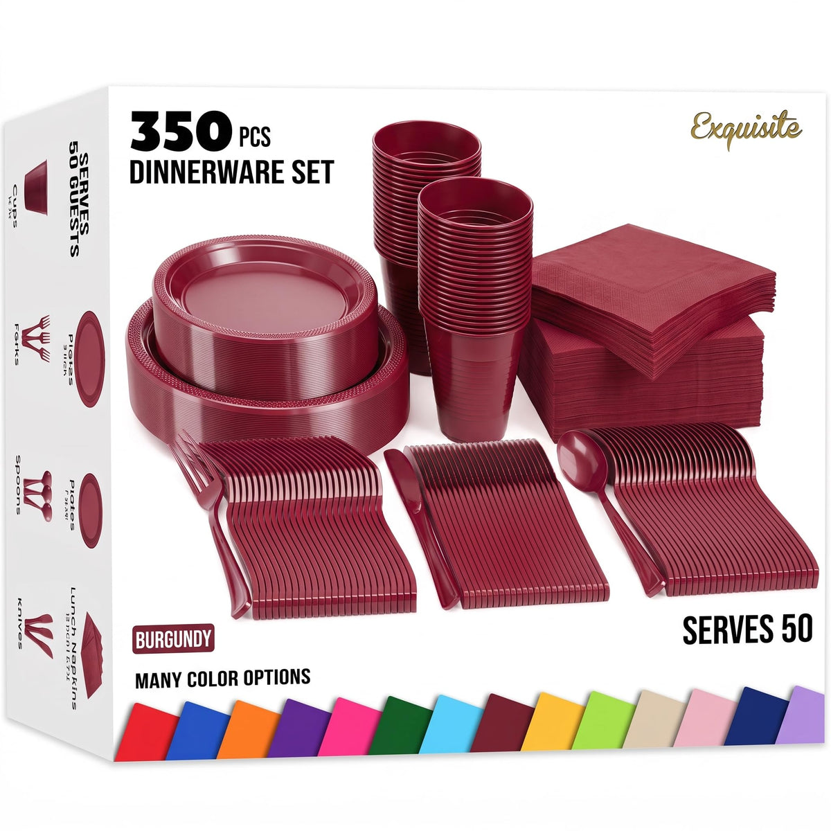 350 Pcs Plastic Dinnerware Set - Exquisite