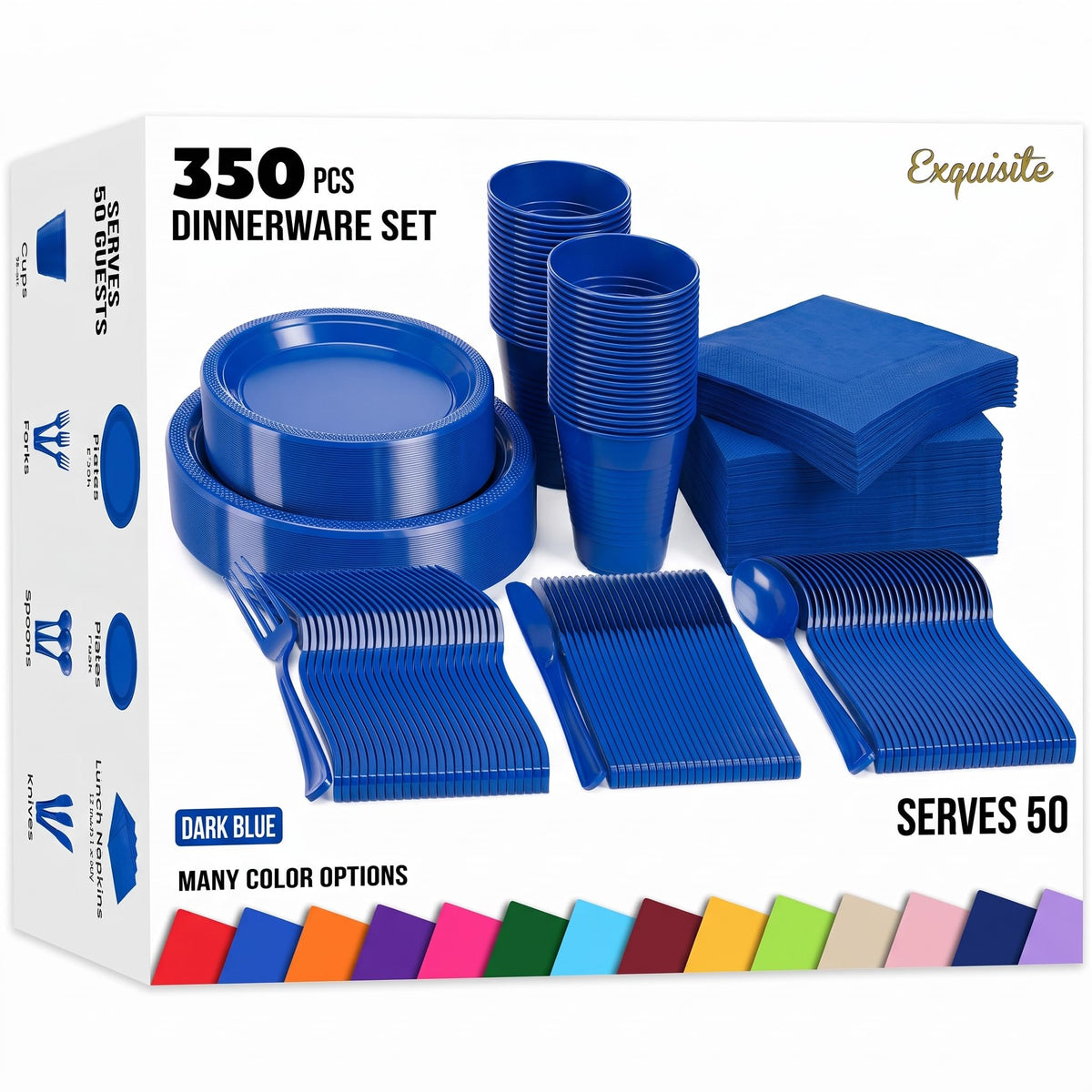 350 Pcs Plastic Dinnerware Set - Exquisite