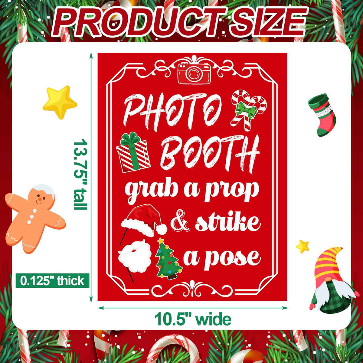 Briwooody Photo Booth Sign with Stand Retro Background Table