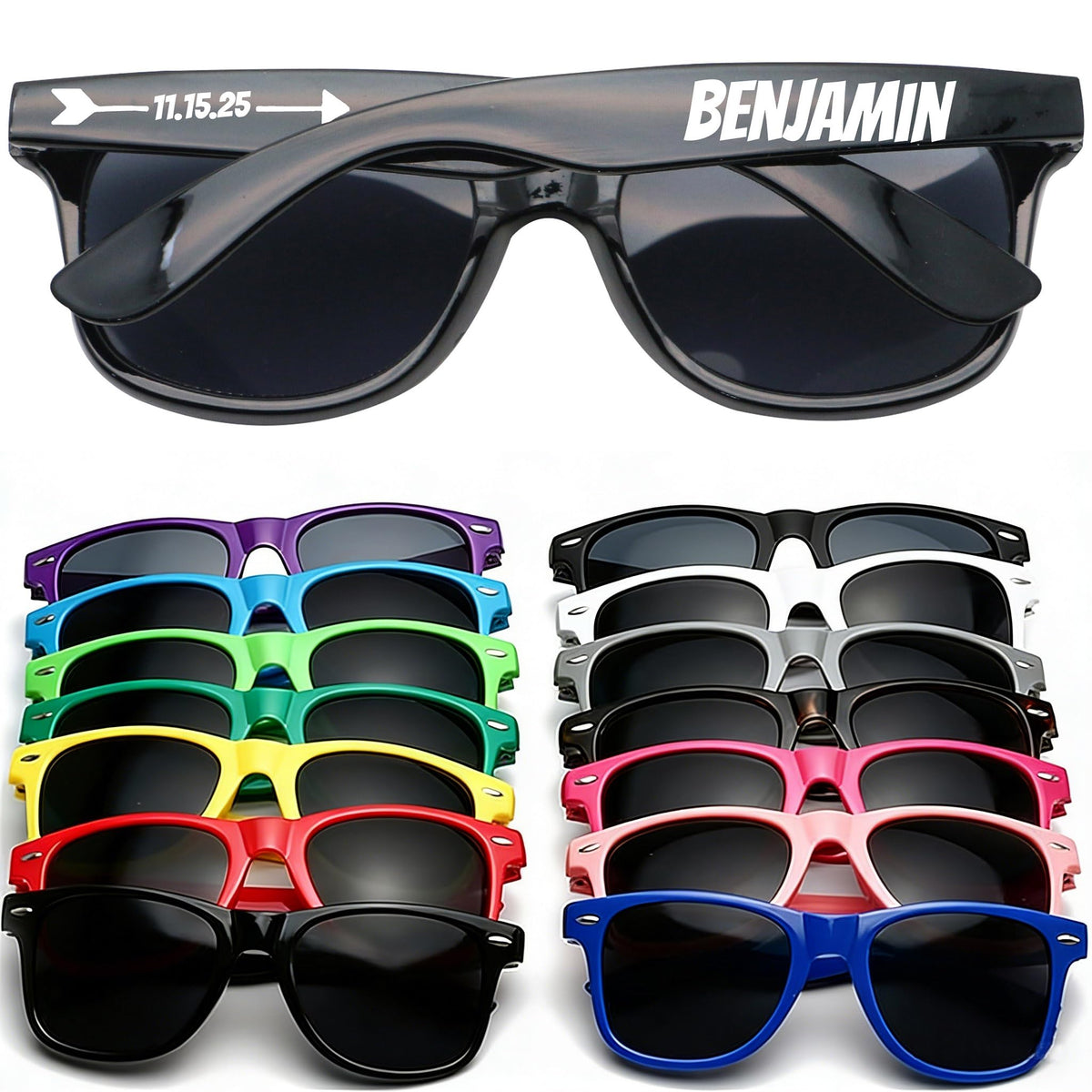 DFDG Personalized Sunglasses Bulk Custom Wedding Party Sunglasses Bachelorette Party Sunglasses for Women & Men