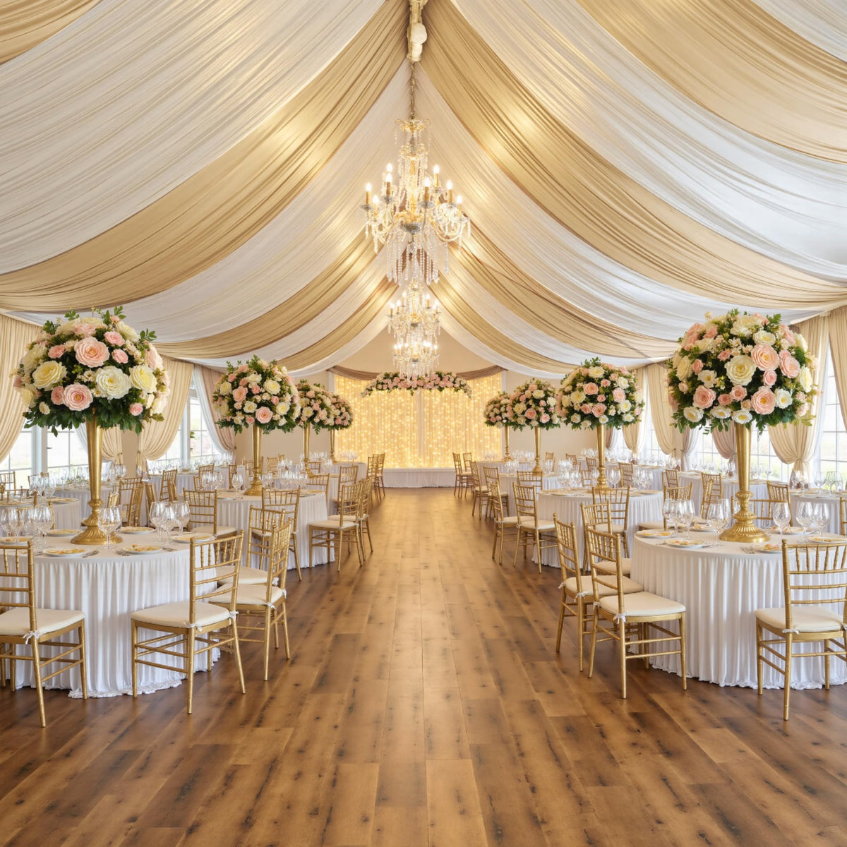 Party Village 30FT Wedding Ceiling Drapes Wrinkle-Free Draping Curtains
