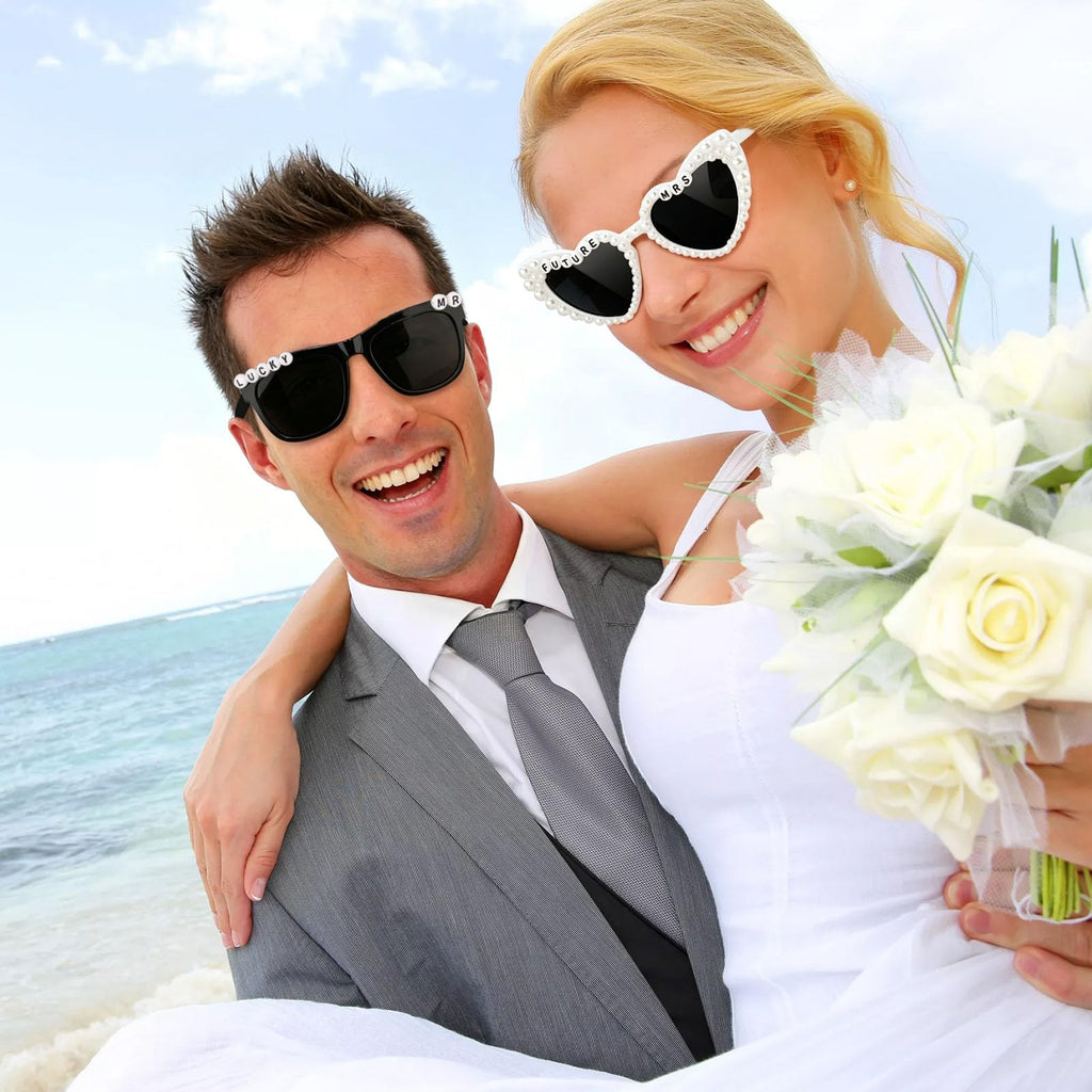 yuxiaoyu Wedding Decor Bride and Groom Sunglasses for Just Married Wedding Party Decorations