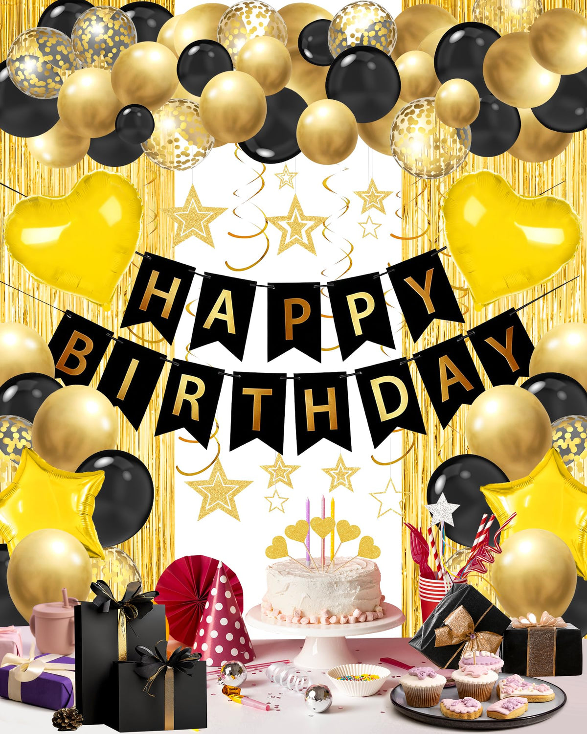 Happy Birthday Party Decorations with Banner Balloons for Women