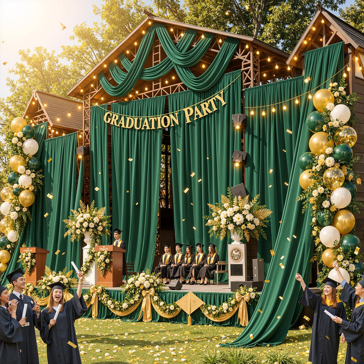 Party Village 30FT Wedding Ceiling Drapes Wrinkle-Free Draping Curtains