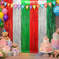 GCB 2Pack Metallic Tinsel Foil Fringe Curtains, Black Foil Curtain Backdrop, Photo Booth Props for Birthday Wedding Baby Shower Bachelorette Xmas Celebration Party Decorations Door Streamers