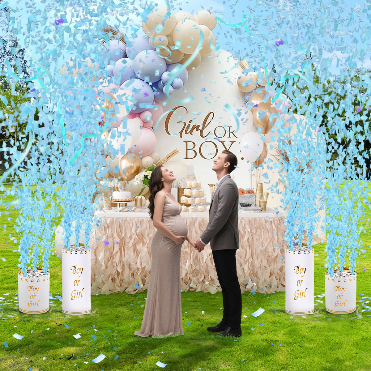 Giant Gender Reveal Electronic Cannon Barrel; Ideal for large Outdoor Gender Reveal Parties; Safe and Eco-friendly ; 2-piece Set