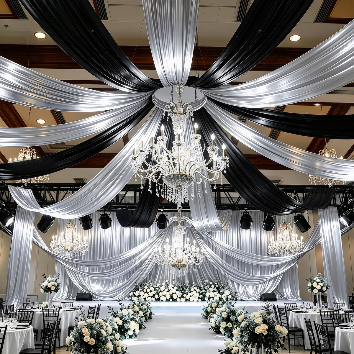 Party Village 30FT Wedding Ceiling Drapes Wrinkle-Free Draping Curtains