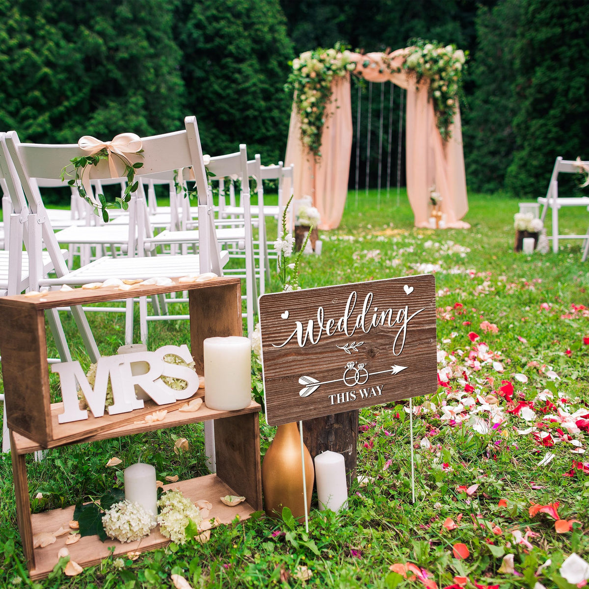 Wedding This Way Lawn Signs Direction Arrow Lawn Yard Signs