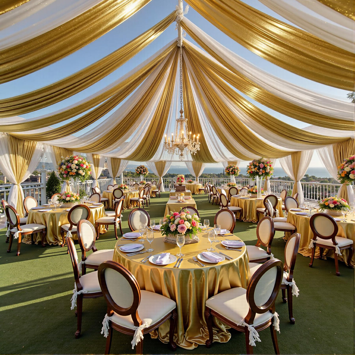 Party Village 30FT Wedding Ceiling Drapes Wrinkle-Free Draping Curtains
