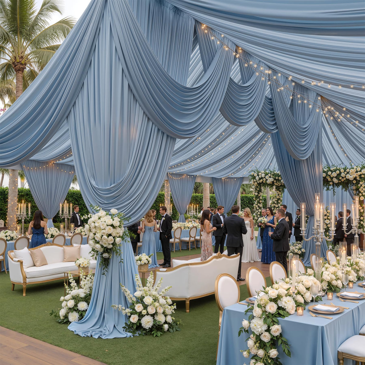 Party Village 30FT Wedding Ceiling Drapes Wrinkle-Free Draping Curtains