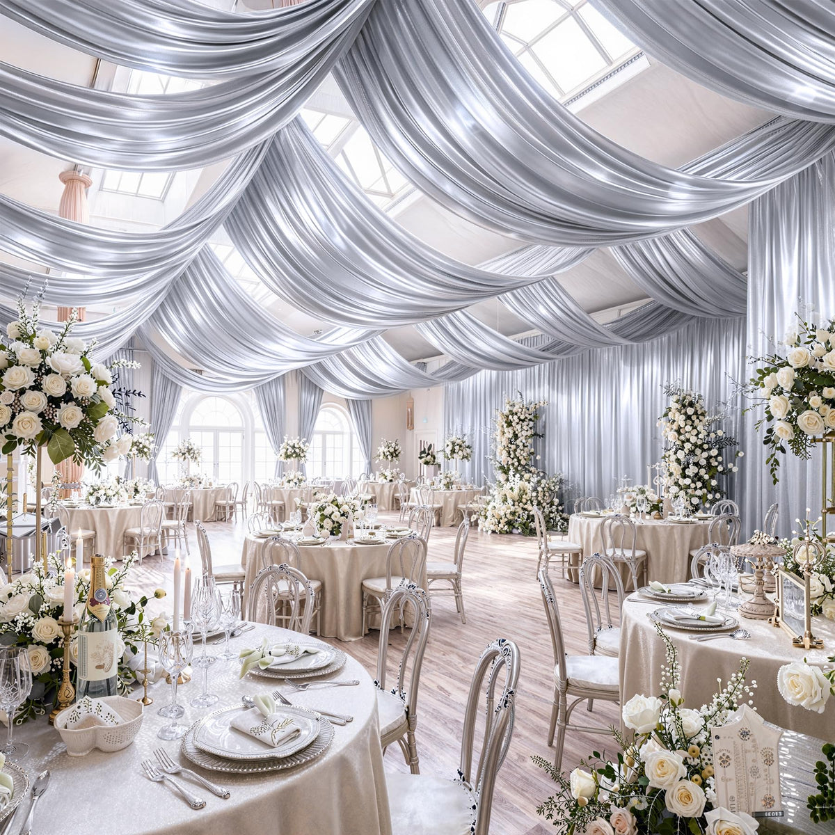 Party Village 30FT Wedding Ceiling Drapes Wrinkle-Free Draping Curtains