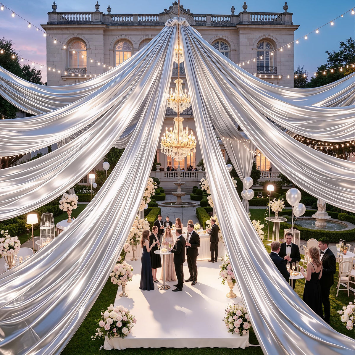 Party Village 30FT Wedding Ceiling Drapes Wrinkle-Free Draping Curtains