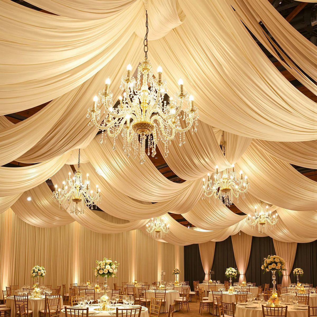 Party Village 30FT Wedding Ceiling Drapes Wrinkle-Free Draping Curtains