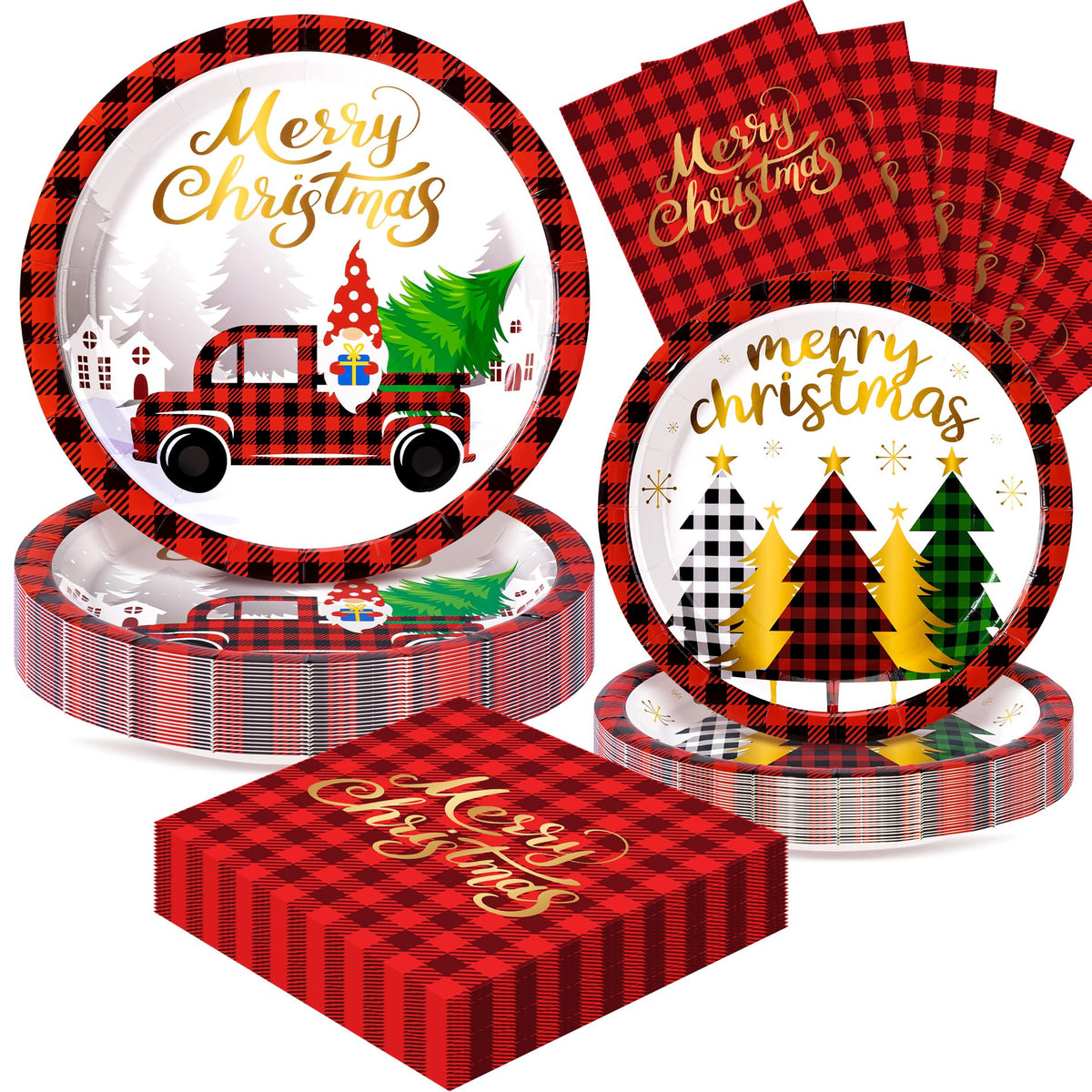 Fighting to Achieve Christmas and Happy New Year Plates for Party Decorations, Party Disposable Tableware Supplies